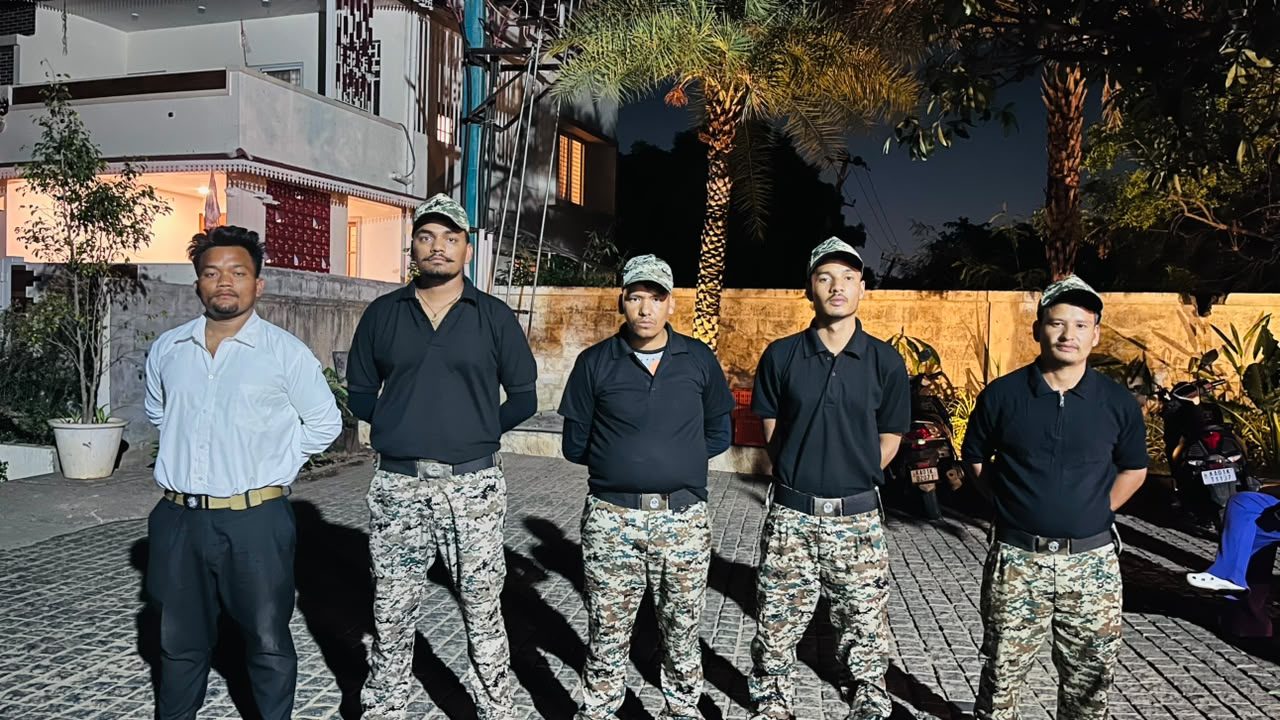 RSFM security officers standing in formation at a residential site